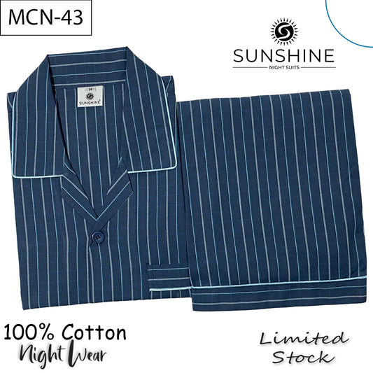 Steel Blue Check 100% Cotton Night Suit – MCN-43