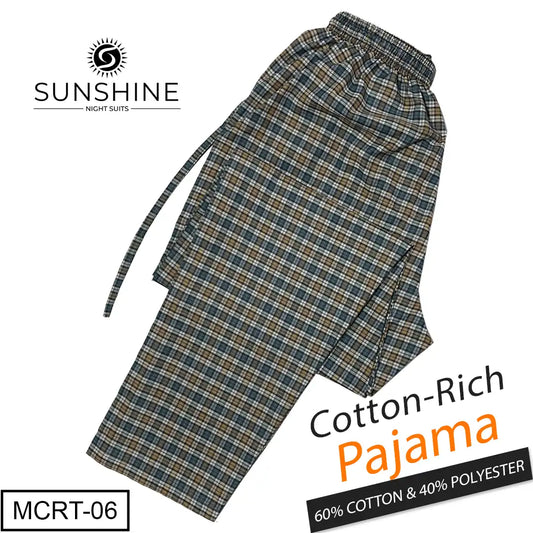 Bluish Brown Check Cotton Rich Pajamas MCRT-06