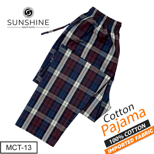 Blue Burgundy Check 100% Cotton Pajamas MCT-13