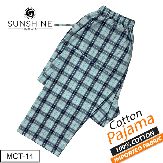 Powder Blue Check 100% Cotton Pajamas MCT-14