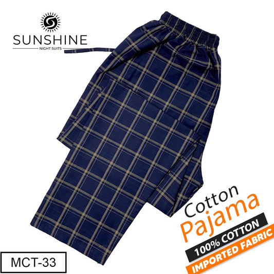 Navy Blue Check 100% Cotton Pajamas MCT-33