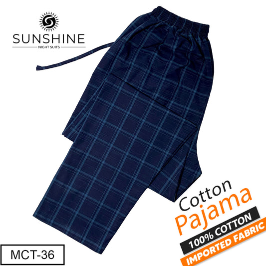 Navy Blue Check 100% Cotton Pajamas MCT-36