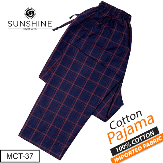 Navy Blue Red Check 100% Cotton Pajamas MCT-37