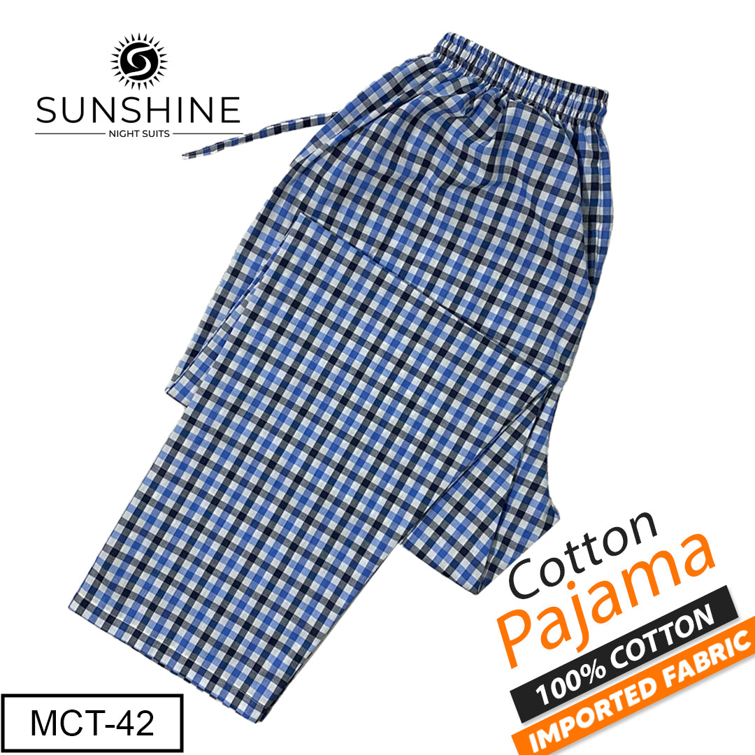 Sky Blue Check 100% Cotton Pajamas MCT-42