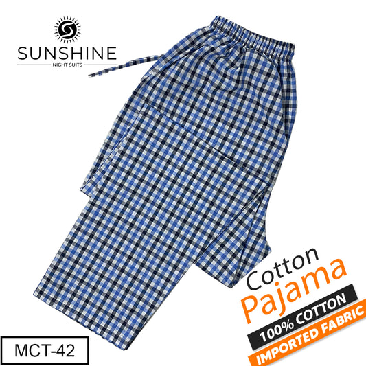 Sky Blue Check 100% Cotton Pajamas MCT-42