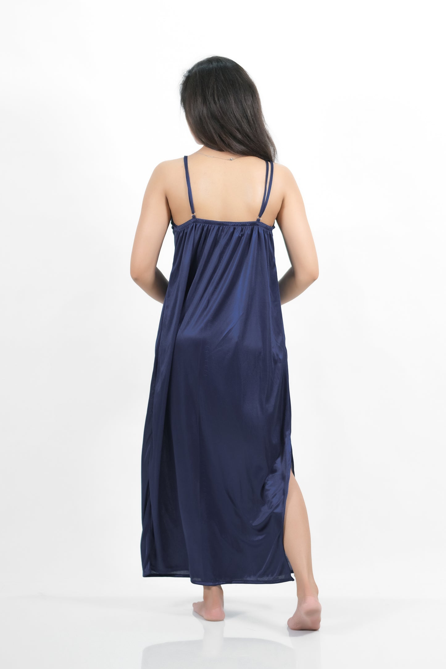 Navy Blue Silk 1pc Nighty 1000-F