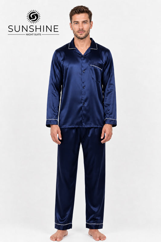 Navy Blue Silk Night Suit MSN-11
