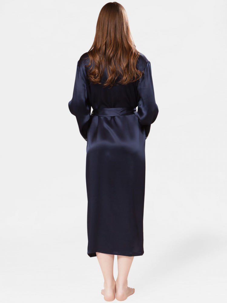 Navy Blue Silky Long Gown WLG-01