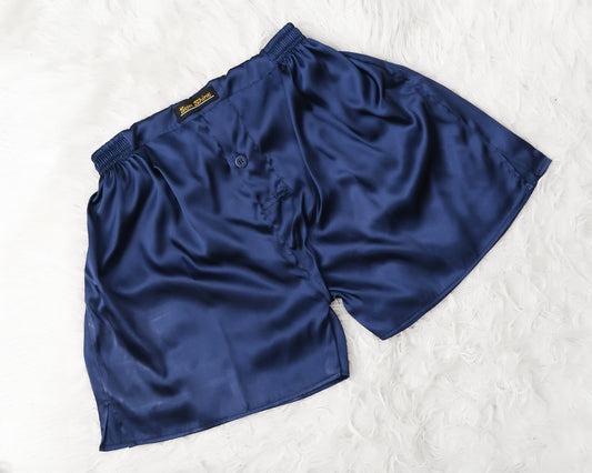 Navy Blue Silk Boxer Shorts MSB-04