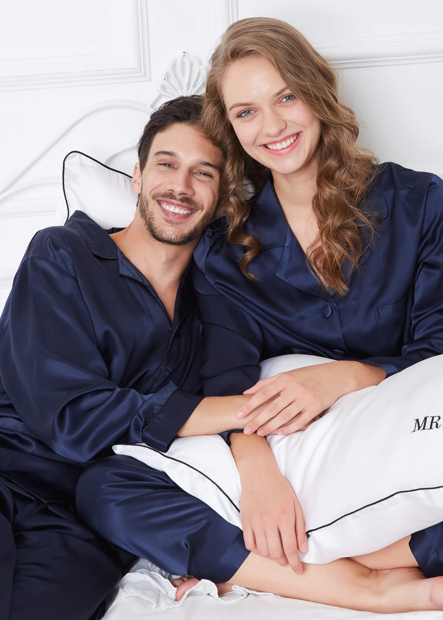 Navy Blue Silk Couple Nightdress SCN-14