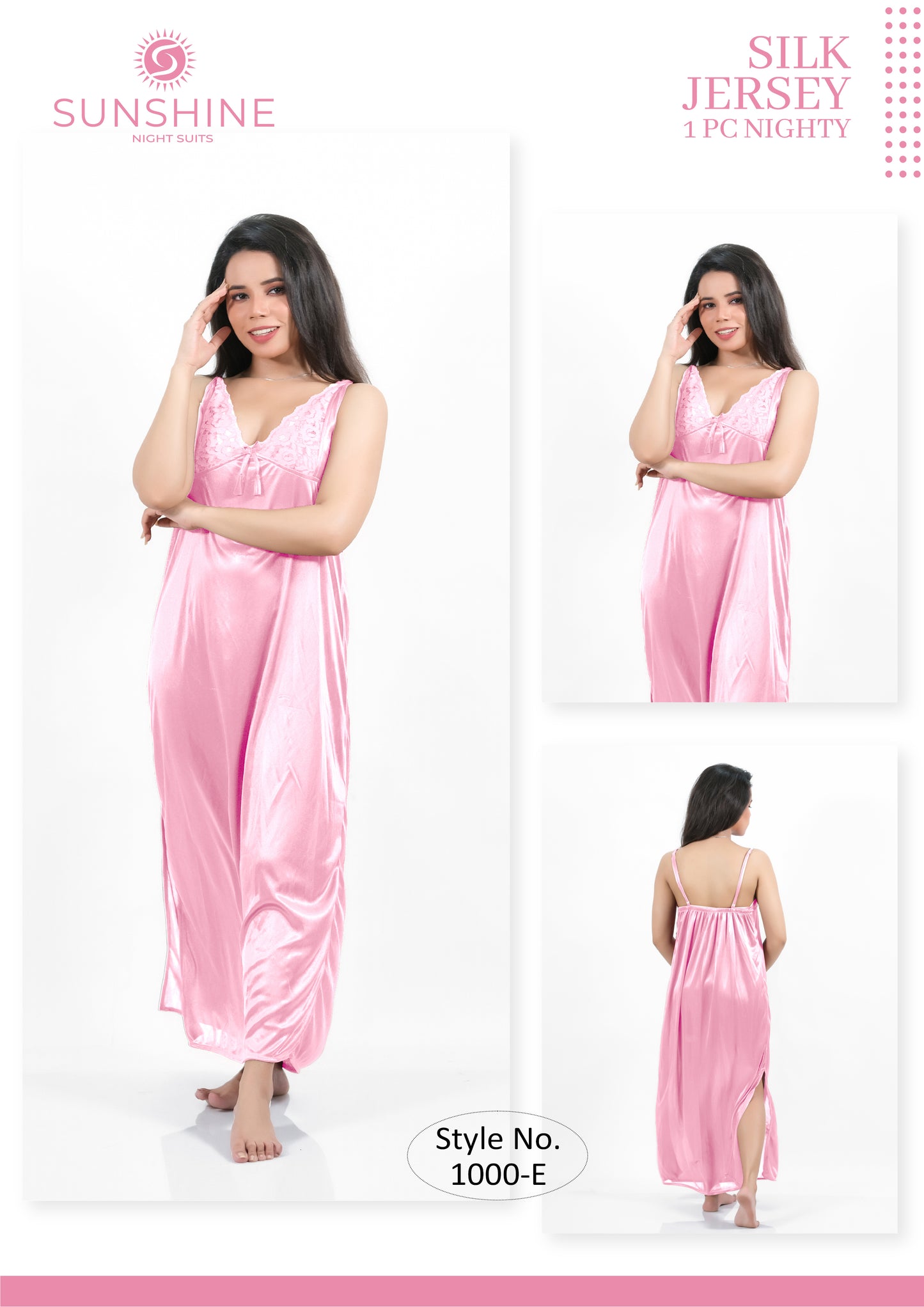 Silk Nighty 1pc Set - Style No. 1000