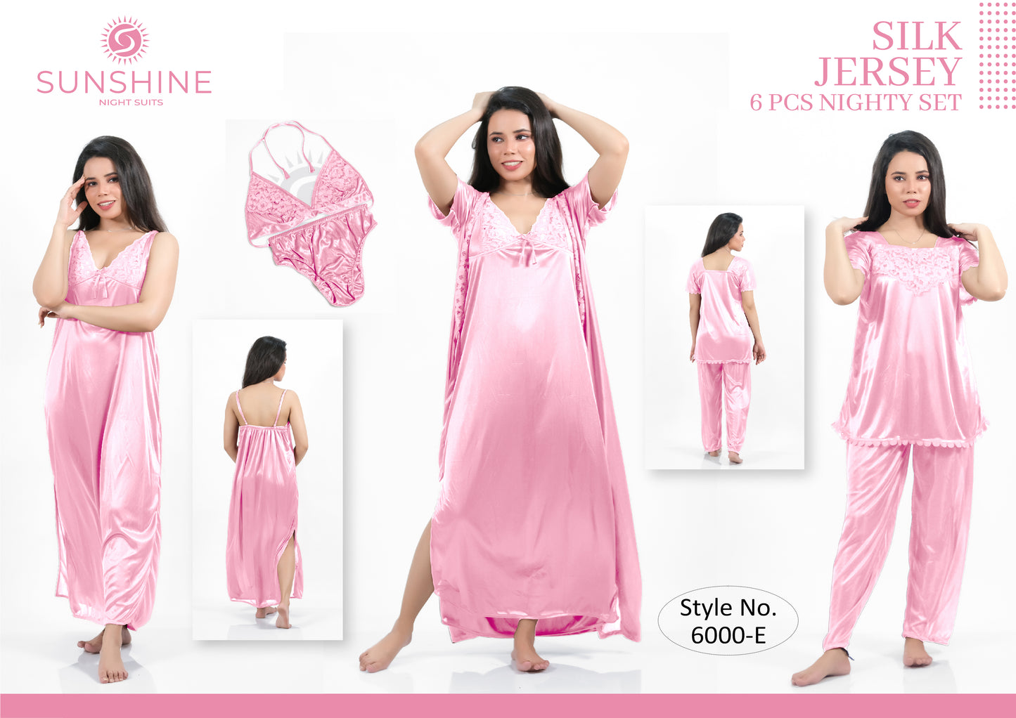 Bridal Nighty 6pcs Set - Style No. 6000