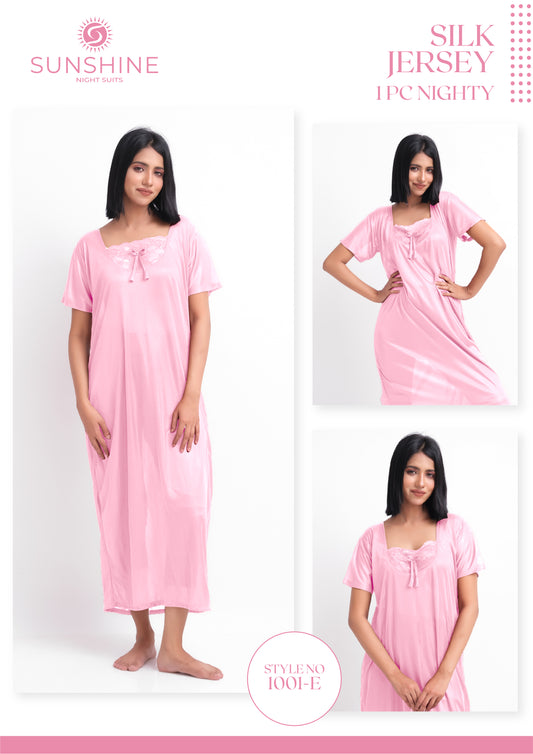 Pink Silk Maxi Night Gown 1001-E