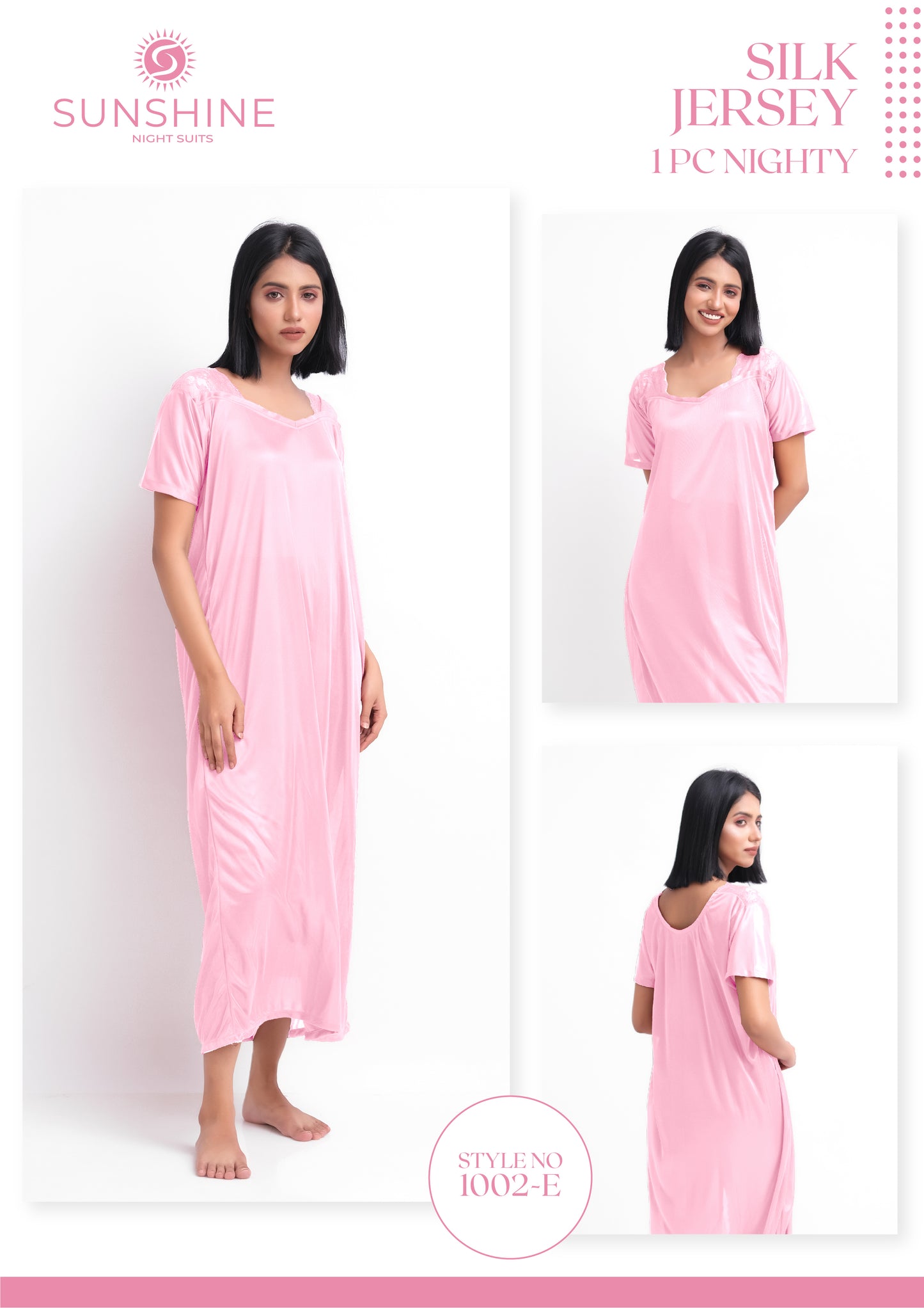 Pink Silk Maxi Night Gown 1002-E