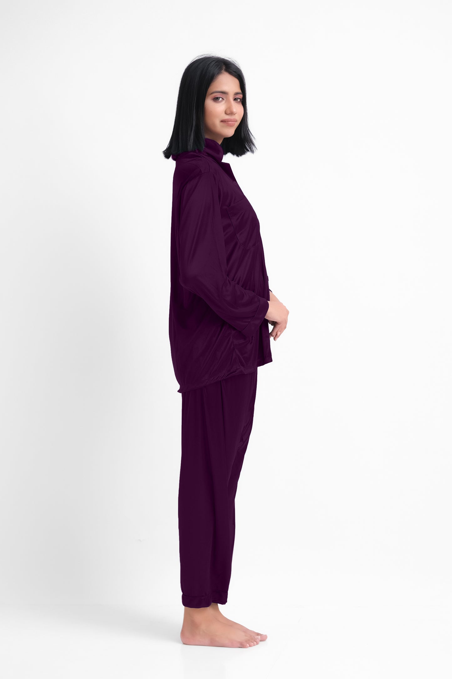 Purple Silk Jersey Pajamas Set 2550-H