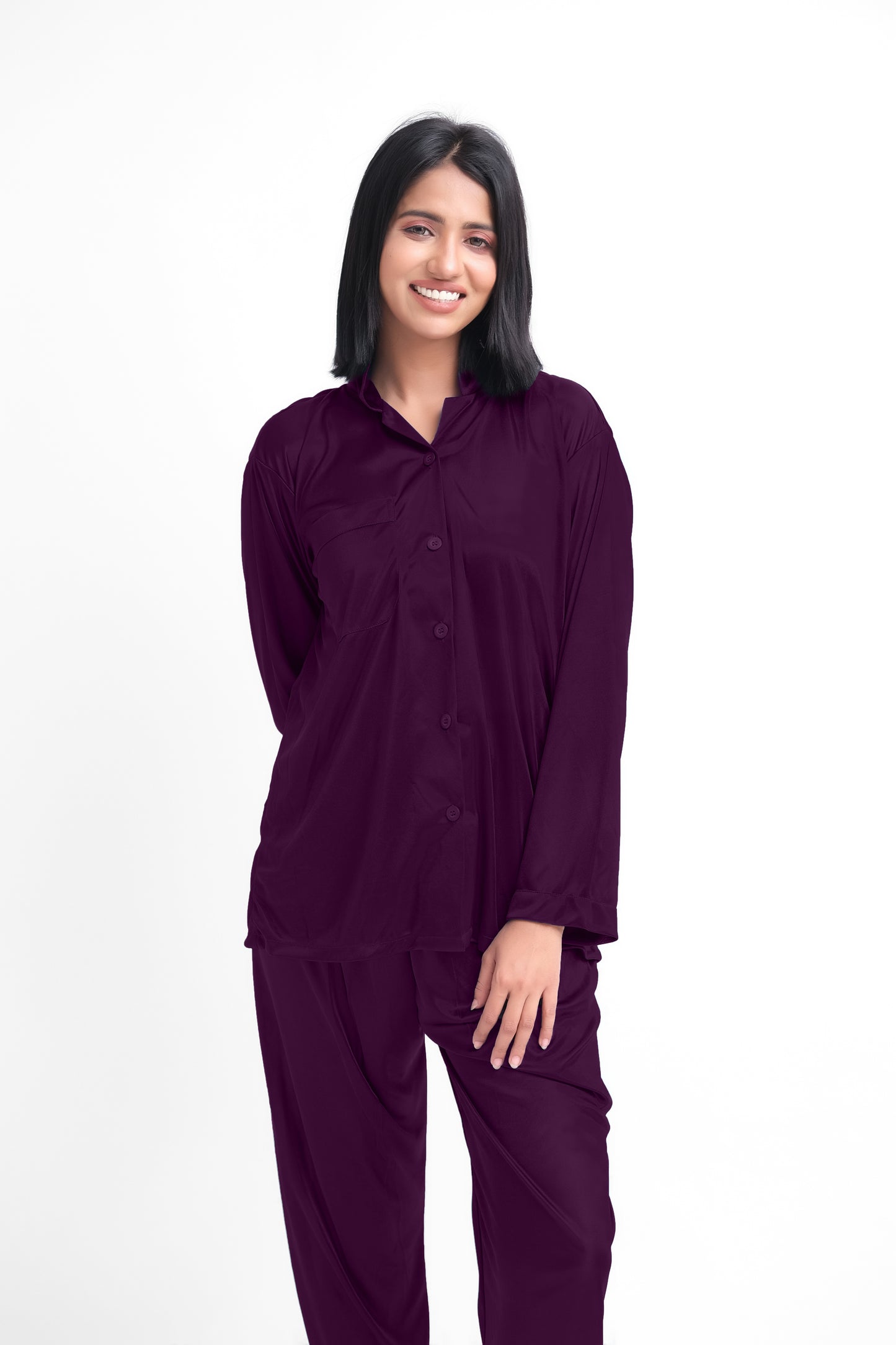 Purple Silk Jersey Pajamas Set 2550-H