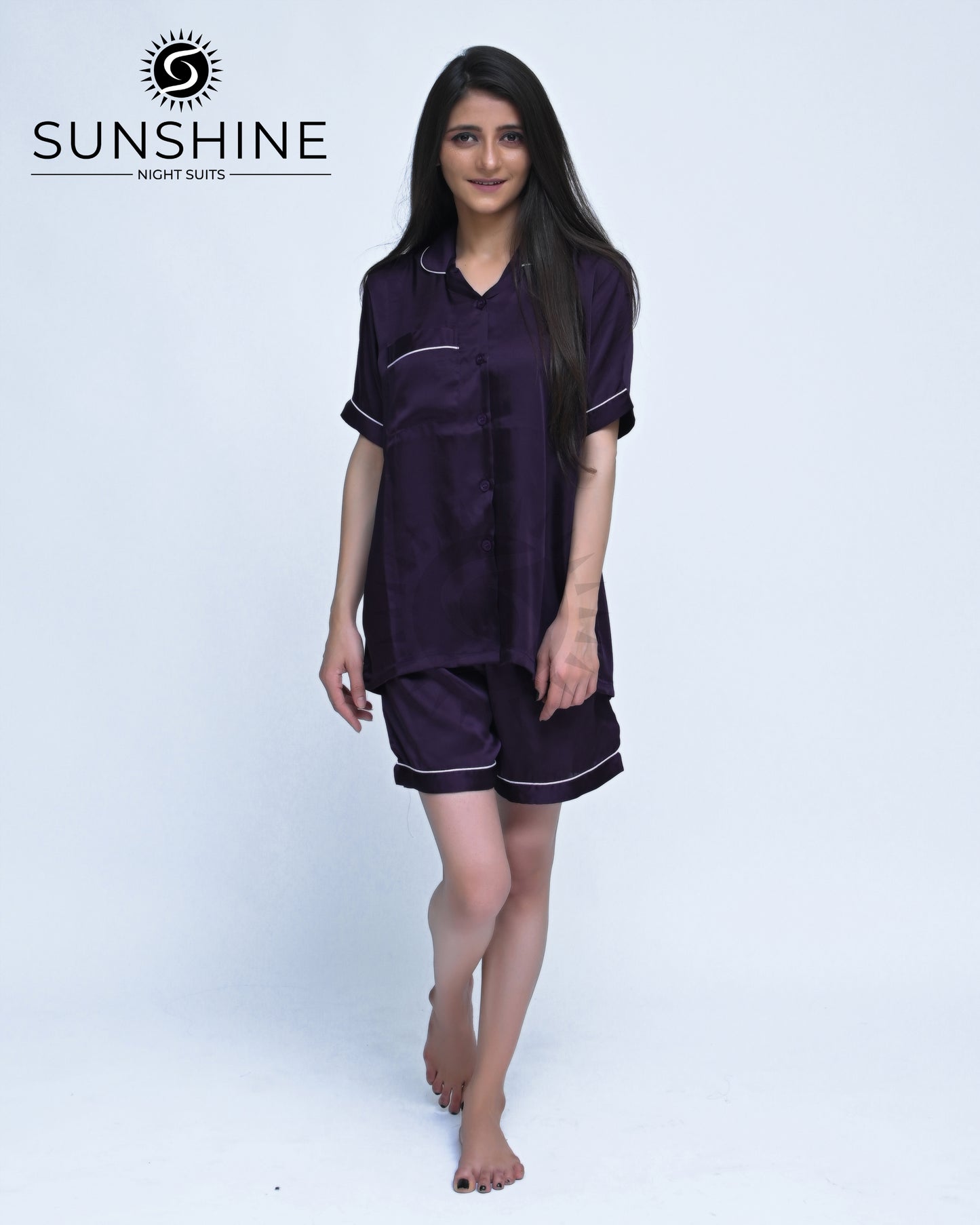 Purple Plain Shamoz Silk Nightdress WSSN-11