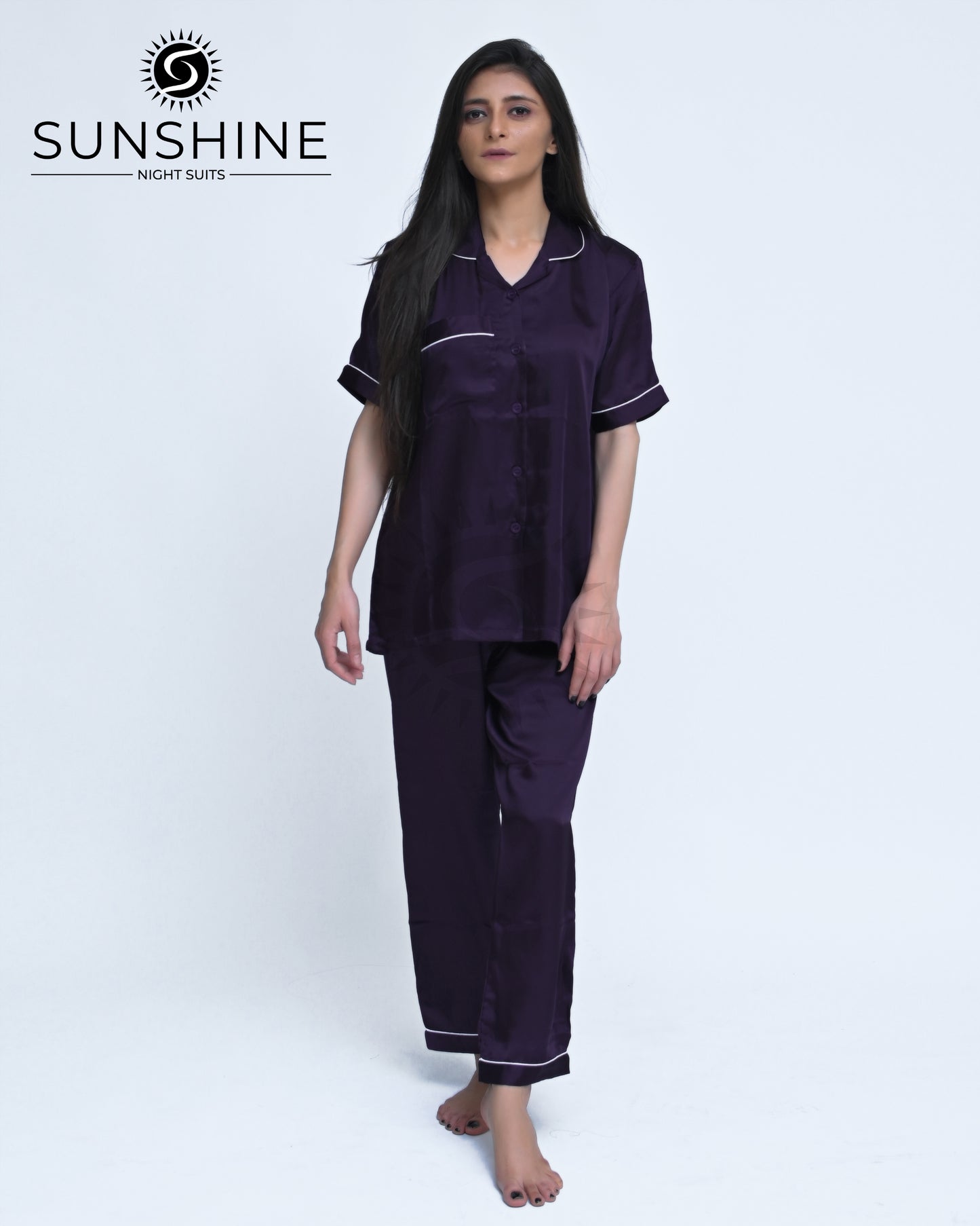 Purple Plain Shamoz Silk Nightdress WSSN-11