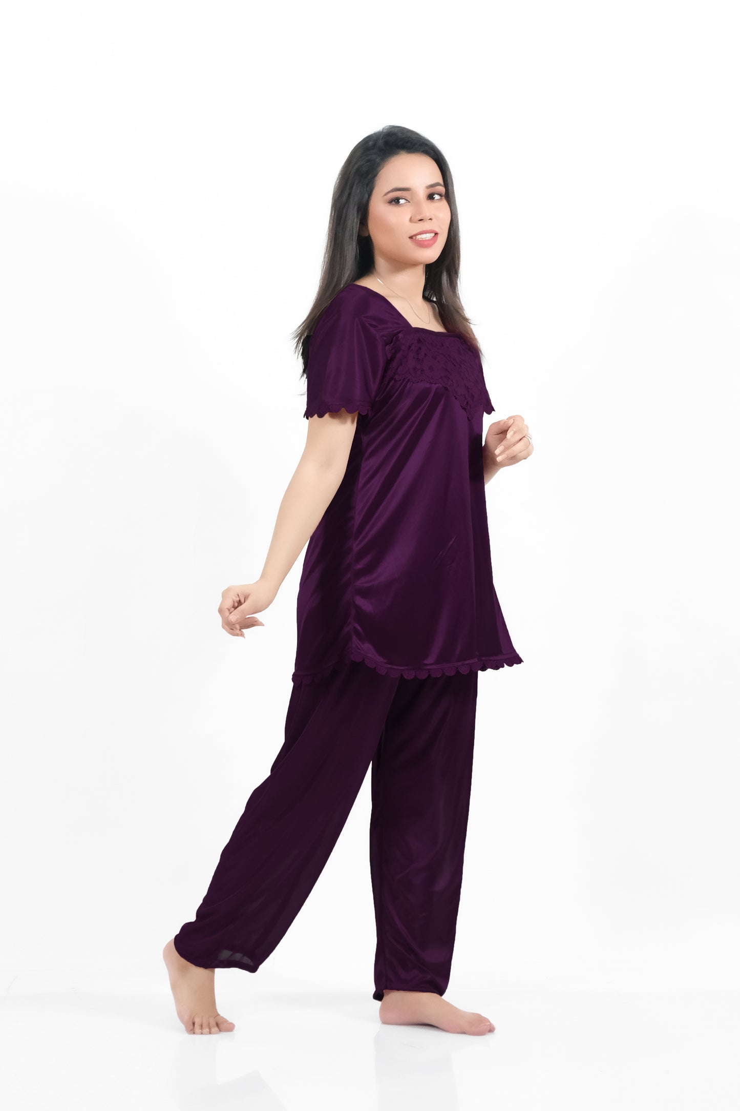 Purple Silk Jersey Pajamas Set 2500-H