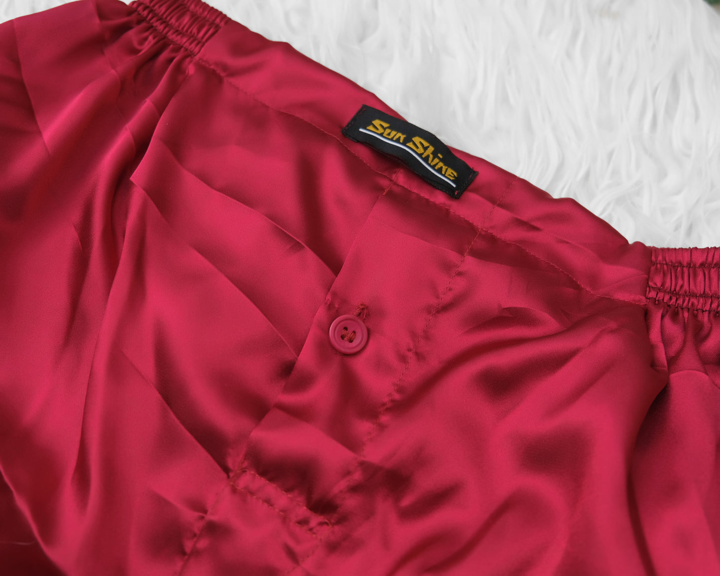 Wine Red Silk Boxer Shorts MSB-05