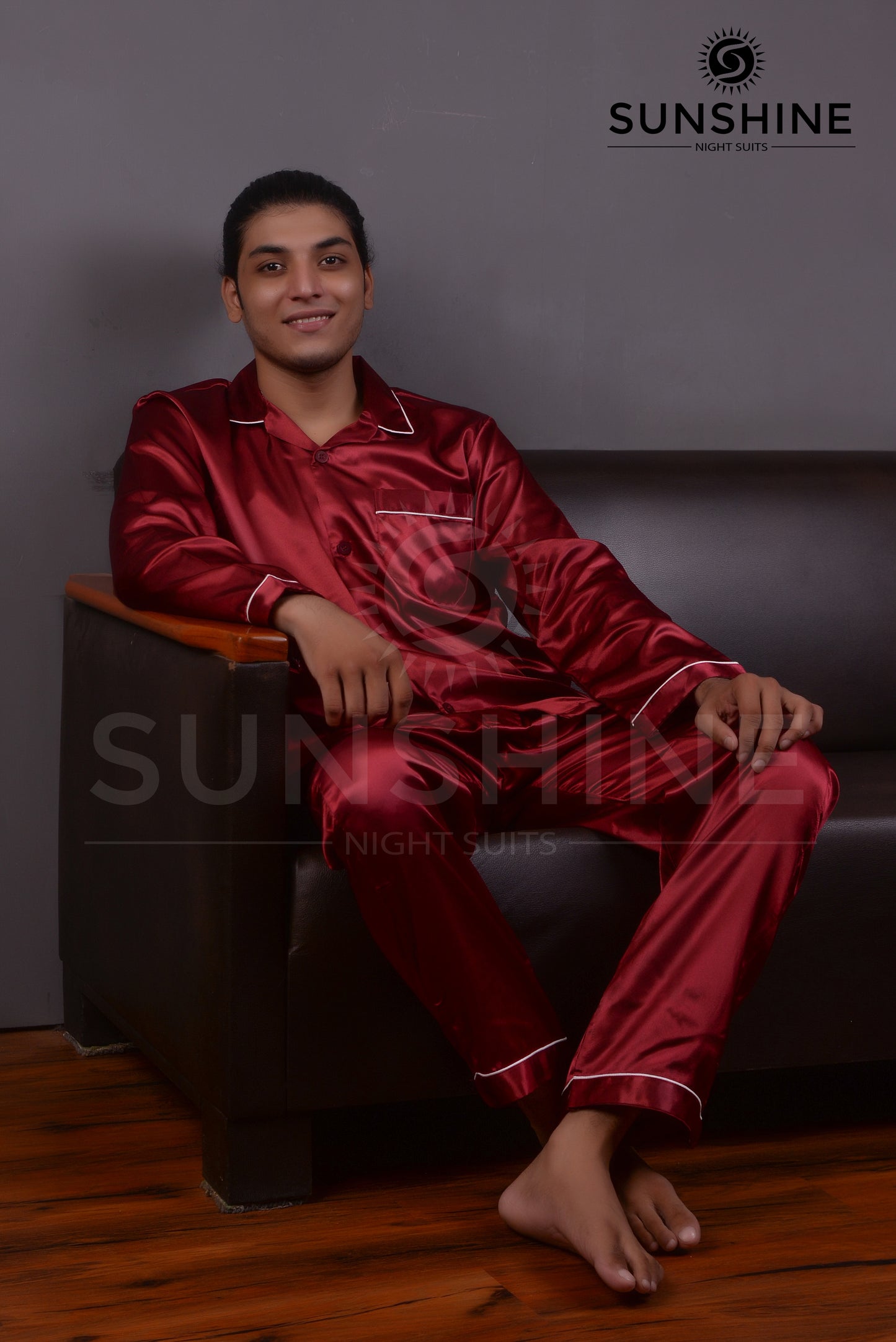 Maroon Silk Night Suit MSN-11