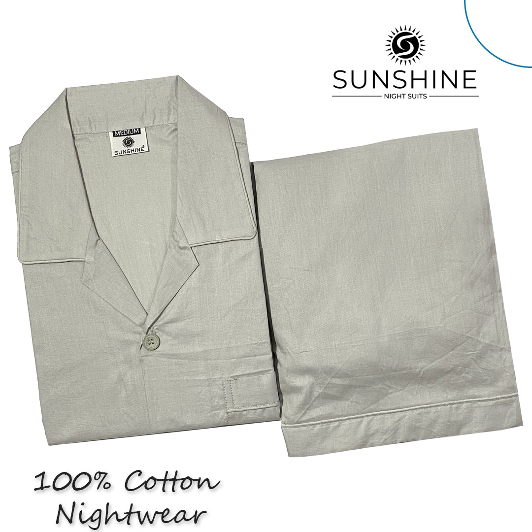 Silver Grey Cotton Night Suit - MCN-12