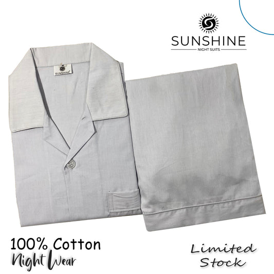 Silver Grey Cotton Night Suit - MCN