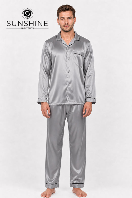 Silver Grey Silk Night Suit MSN-11