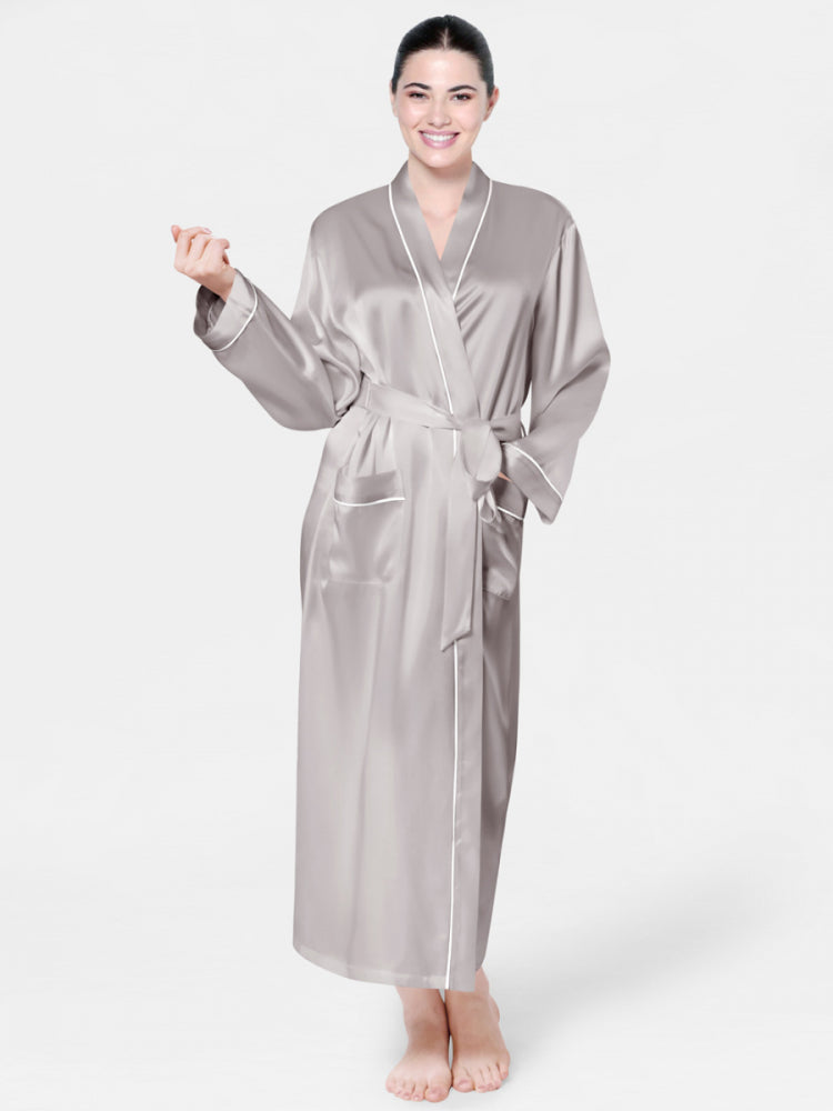 Silver Grey Silky Long Gown WLG-05