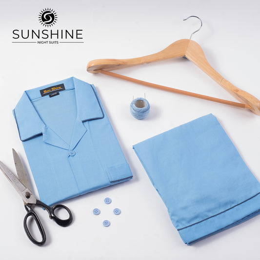 Sky Blue Plain Night Suit - MN-805