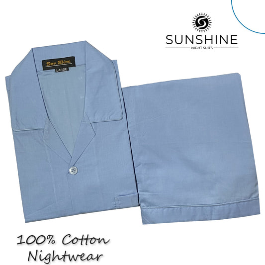 Sky Blue Cotton Night Suit - MCN-12