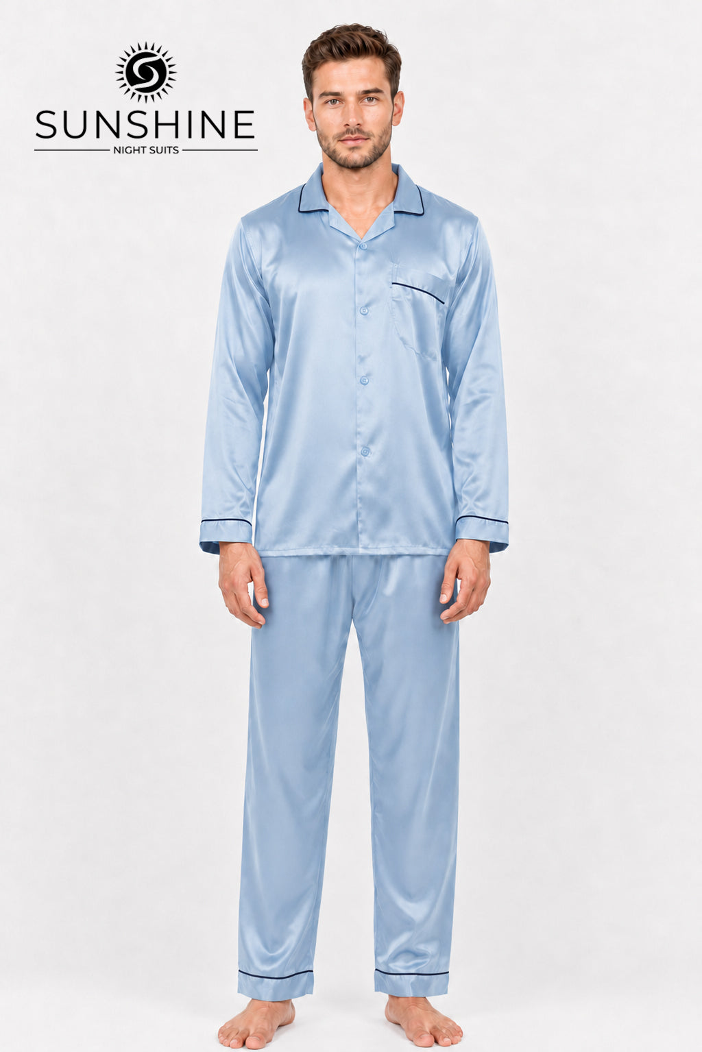 Sky Blue Silk Night Suit MSN-11