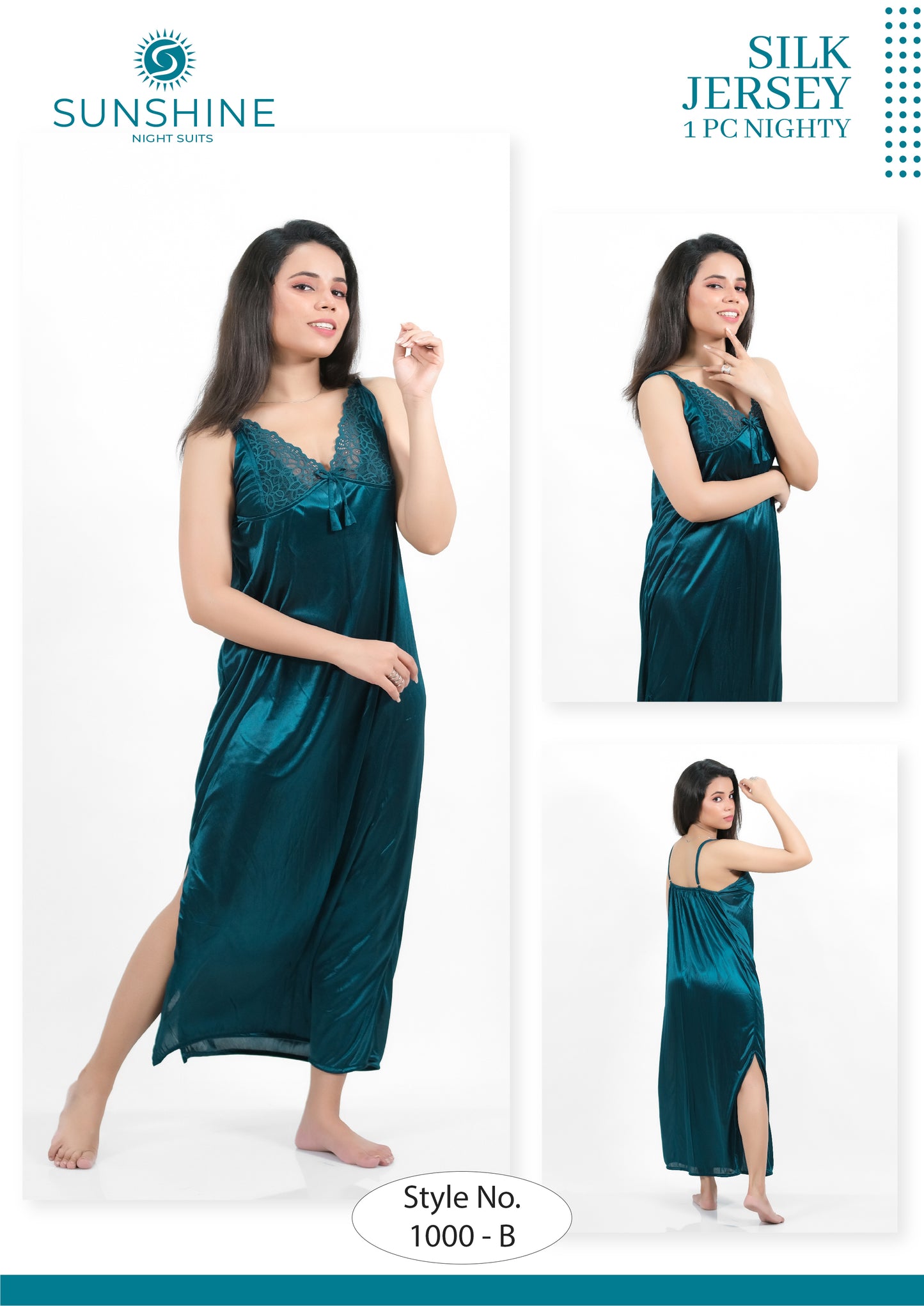 Silk Nighty 1pc Set - Style No. 1000