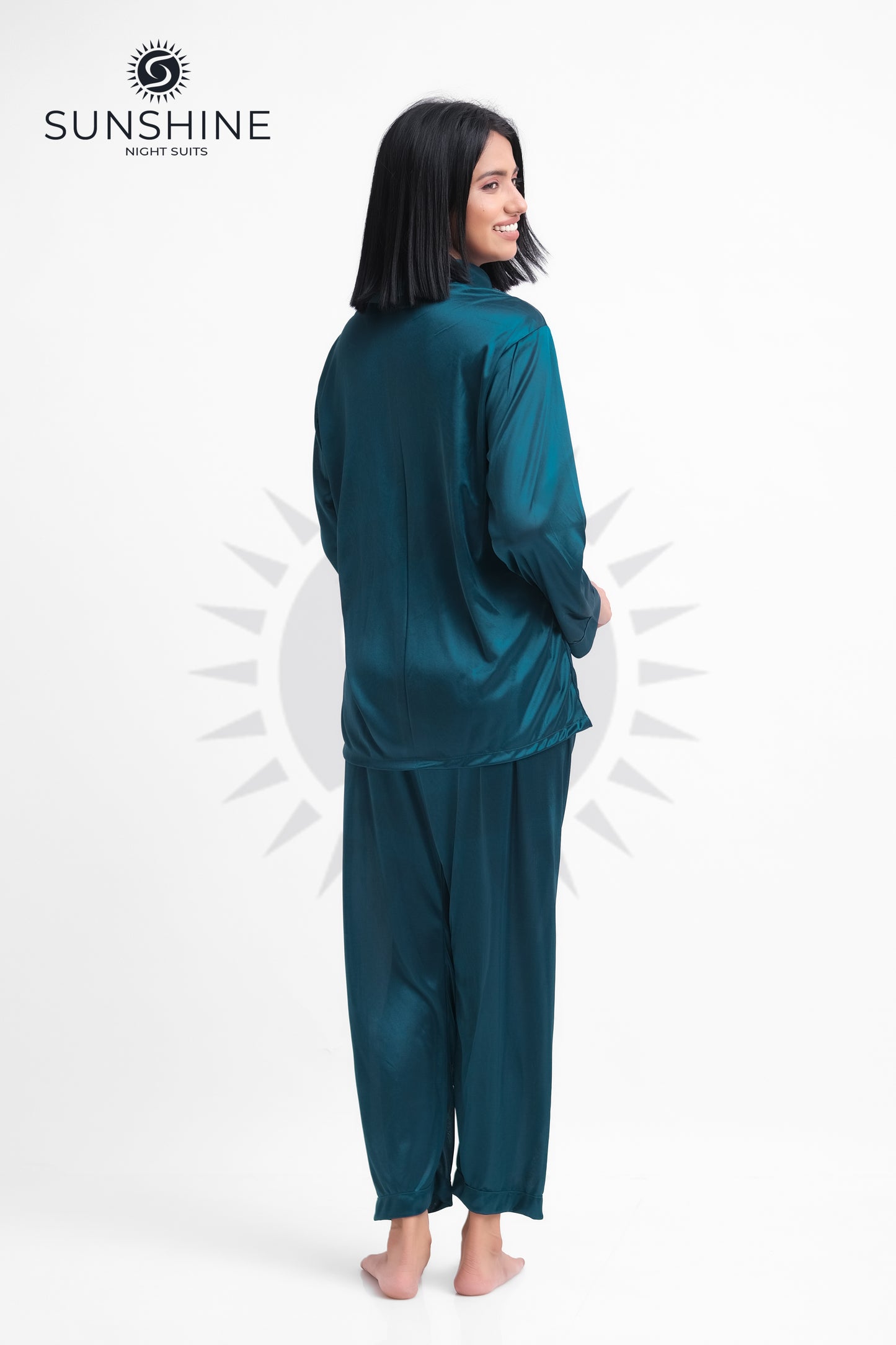 Teal Silk Jersey Pajamas Set 2550-B