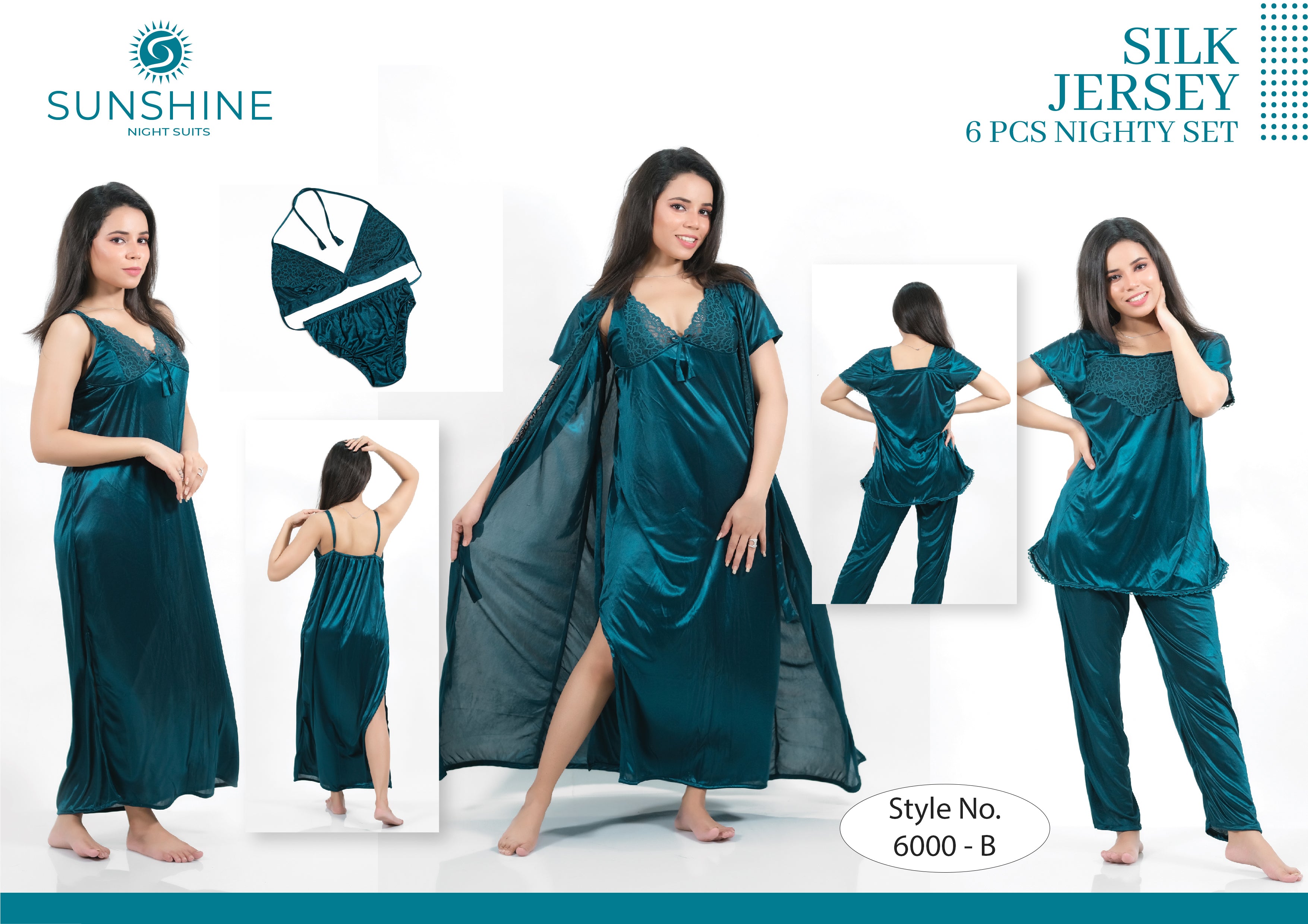 Night of Beautie II 6個セット Bridal Nighty 6pcs Set - Style No. 6000 – Sunshine Night Suits