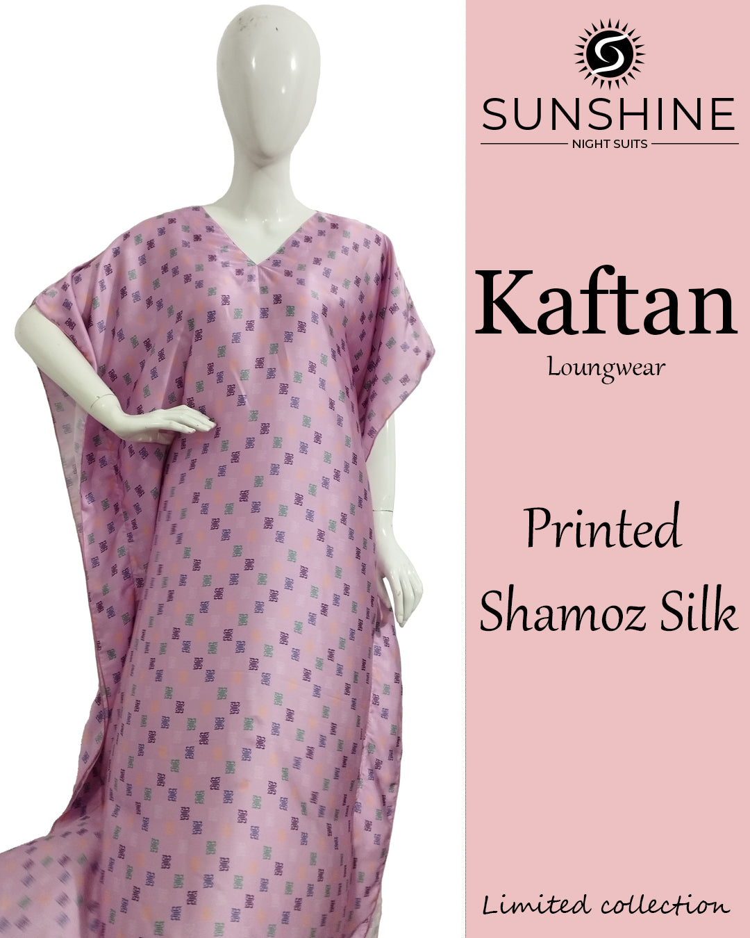 Purple Printed Shamoz Silk Kaftan WKN-02