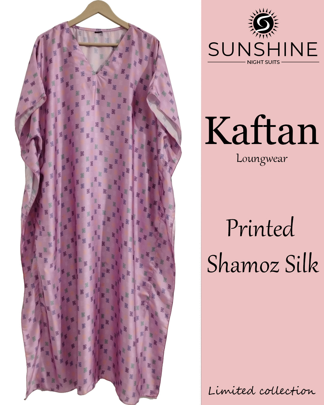 Purple Printed Shamoz Silk Kaftan WKN-02