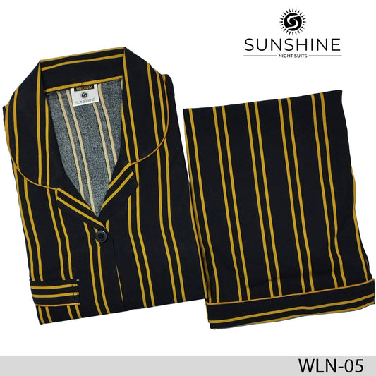 Black Yellow Stripes Linen Nightdress WLN-05