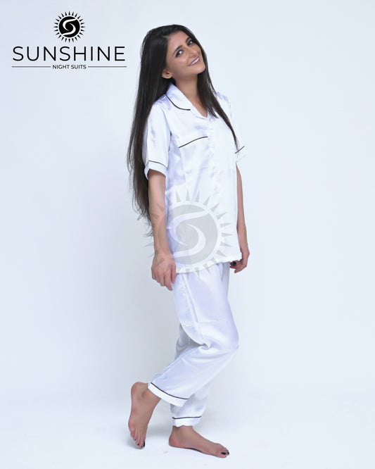 White Plain Shamoz Silk Nightdress WSSN-11