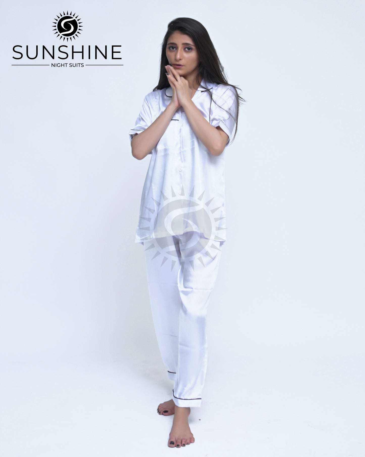 White Plain Shamoz Silk Nightdress WSSN-11