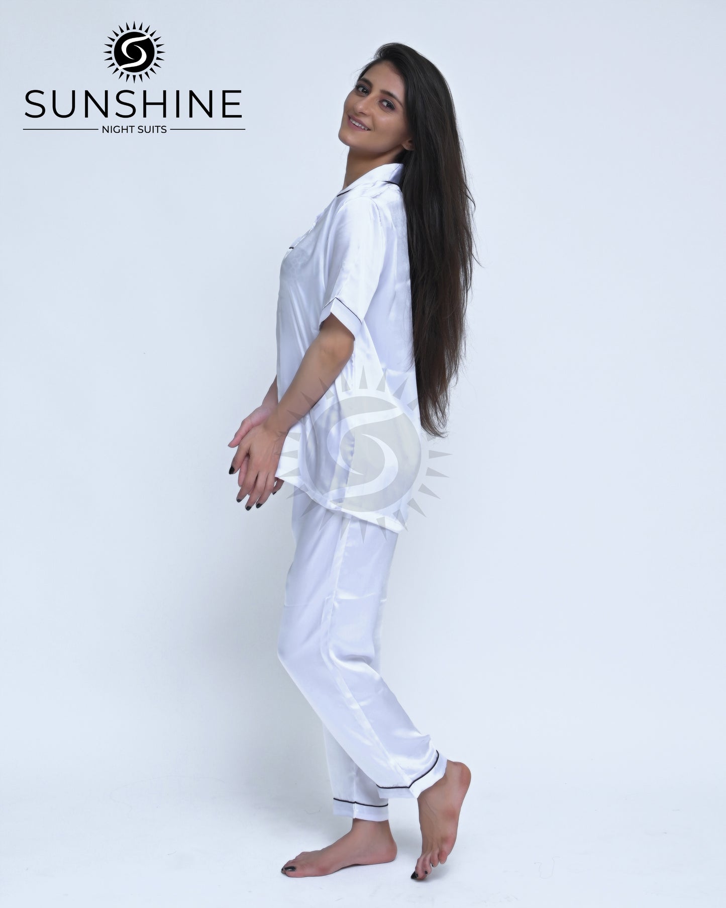 White Plain Shamoz Silk Nightdress WSSN-11