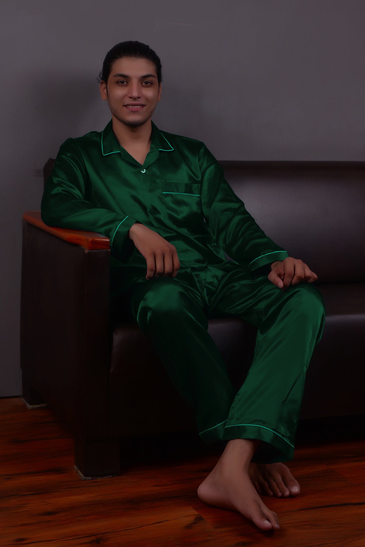 Dark Green Silk Couple Nightdress SCN-05