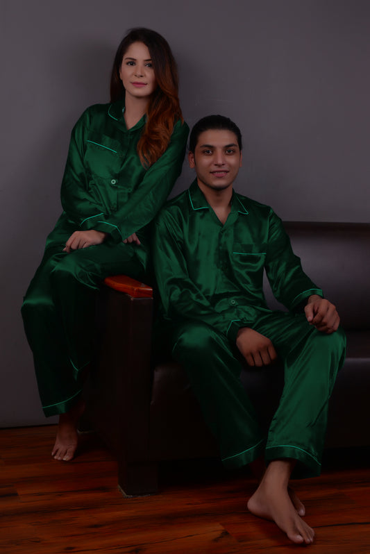 Dark Green Silk Couple Nightdress SCN-05