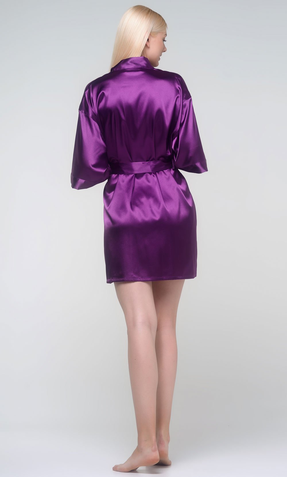 Magenta Silky Short Kimono Robe WSR-01