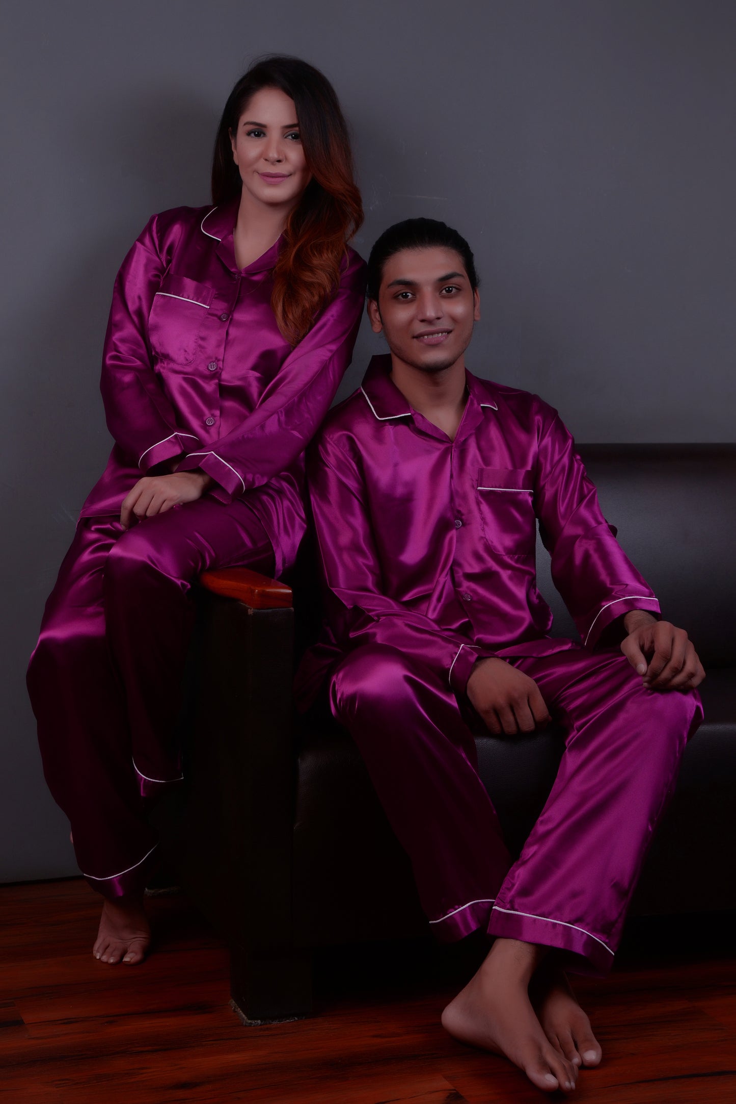 Magenta Silk Couple Nightdress SCN-09