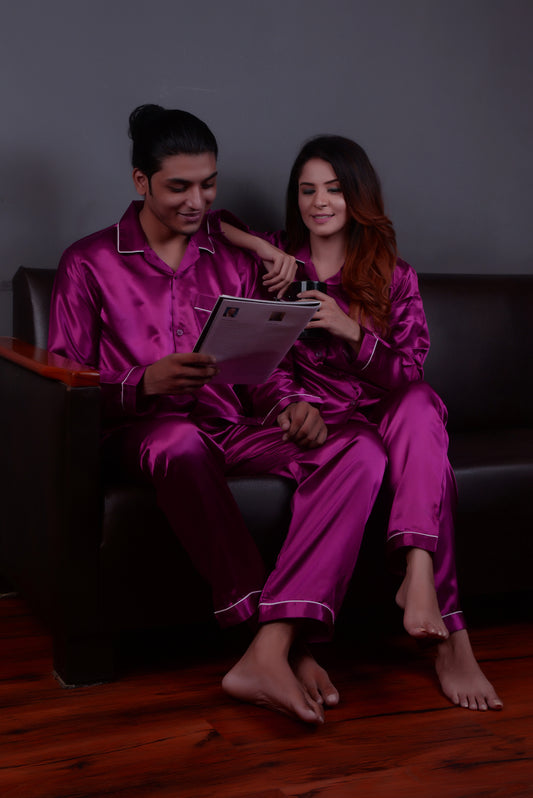 Magenta Silk Couple Nightdress SCN-09