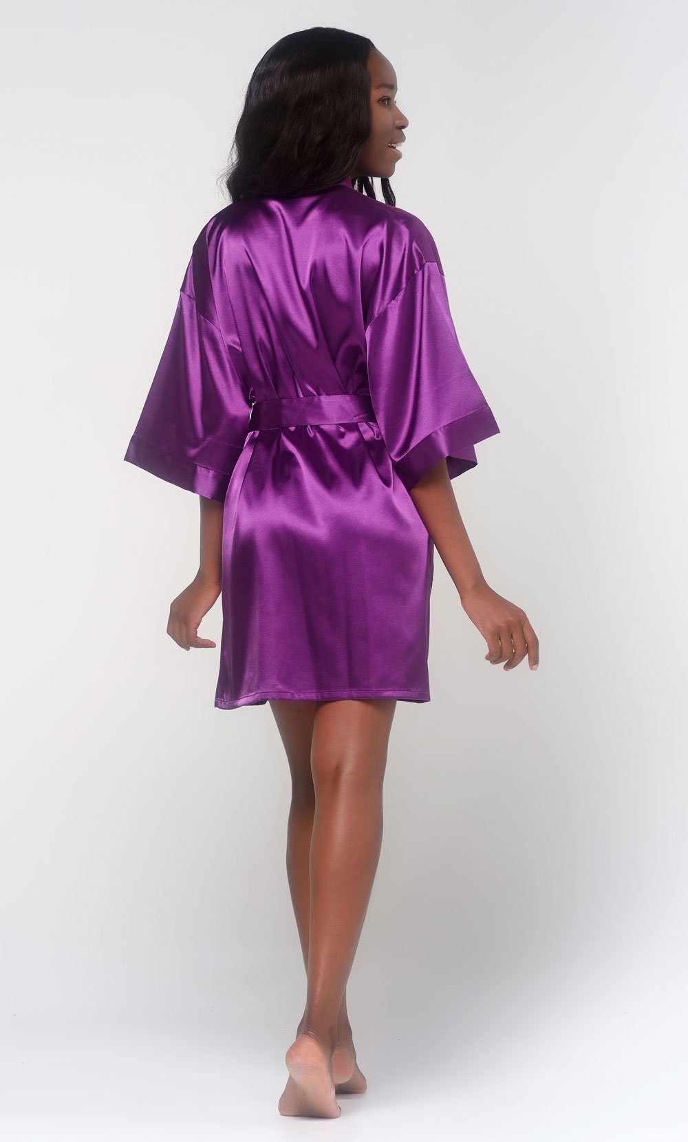 Magenta Silky Short Kimono Robe WSR-01