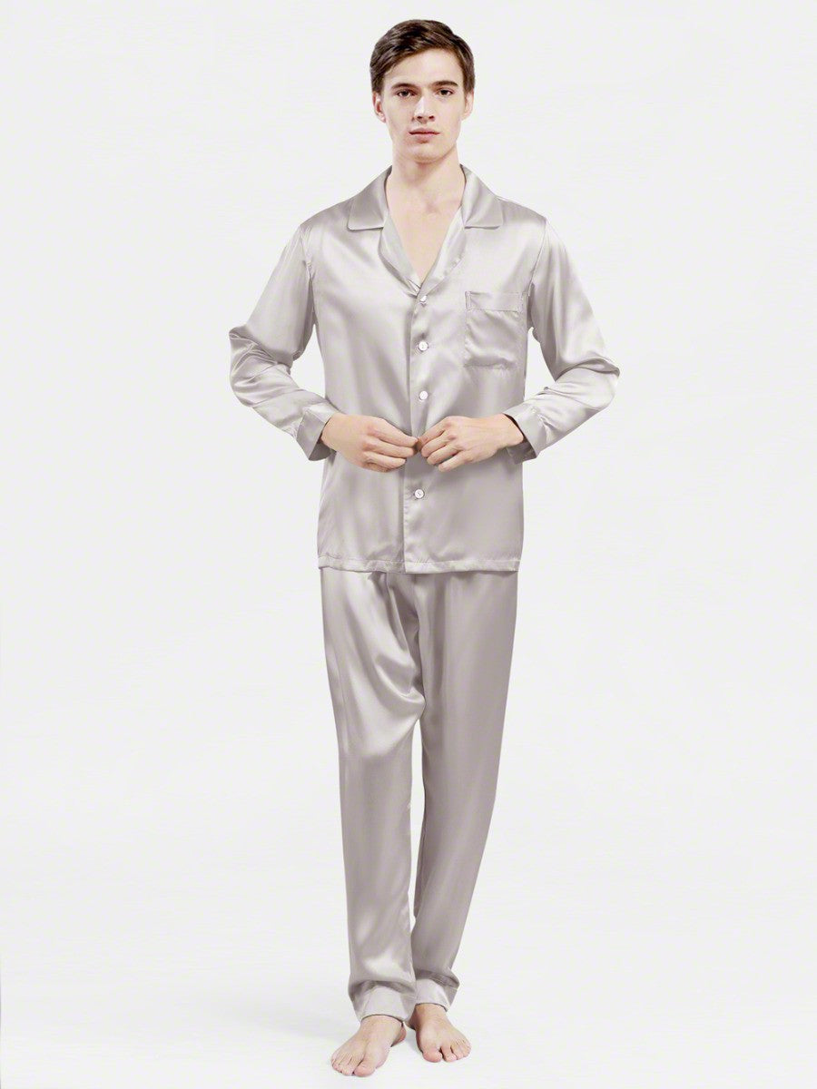 Silver Grey Silk Night Suit - MSN-12